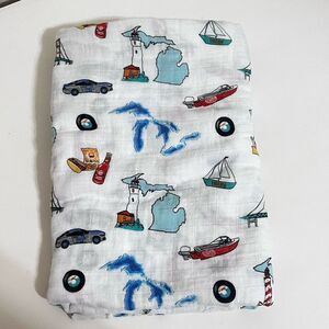 Little Hometown Michigan Baby Muslin Bamboo Swaddle Receiving Blanket Lovey